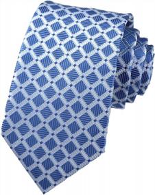 img 4 attached to Light Blue And White Checkered Silk Tie For Men - Classic Jacquard Woven Necktie By Secdtie