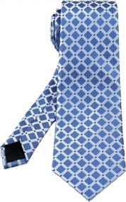 img 2 attached to Light Blue And White Checkered Silk Tie For Men - Classic Jacquard Woven Necktie By Secdtie