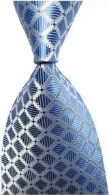 img 1 attached to Light Blue And White Checkered Silk Tie For Men - Classic Jacquard Woven Necktie By Secdtie