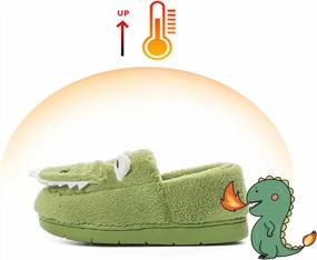 img 3 attached to Cozy Dinosaur House Slippers For Kids - Warm Fur Lined Indoor Shoes By JACKSHIBO