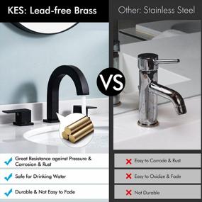 img 1 attached to KES Black Bathroom Faucet 3 Hole Widespread Bathroom Faucet 8 Inches CUPC Certified Lead-Free Brass Bathroom Sink Faucet With Supply Hoses, L4318LF-BK