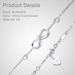 img 2 attached to BlingGem Bracelets For Women 925 Sterling Silver Dainty Religious Cross Faith Infinity Heart Love Symbol Sideways Cross God Blessed Bracelet Confirmation Birthday Anniversary Jewelry Gifts For Mom Women Wife Girlfriend