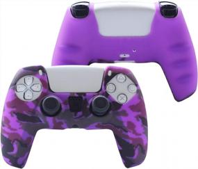 img 3 attached to PS5 Controller Skin - Hikfly Non-Slip Silicone Cover With 8 Thumb Grip Caps (Purple) For DualSense Playstation 5 Controllers