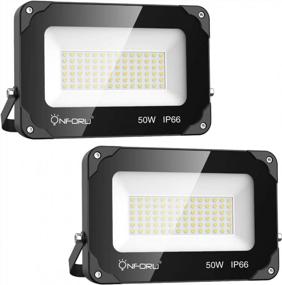 img 4 attached to Onforu 2 Pack LED Flood Lights Outdoor 500W Equiv., 4500Lm Super Bright Security Light, 6500K Daylight White, 50W Outdoor Floodlight, IP66 Waterproof Outside Floodlights For Garage Yard Garden Patio