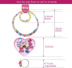 img 2 attached to IDOXE Baby Girl'S 17-Piece Value Set: Chunky Bubblegum Beaded Necklace, Bracelet, Cartoon Animal, Flower & Fruit Rings In Sparkling Jewelry Box - Perfect For Parties & Playtime!