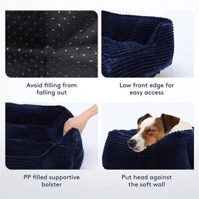 img 1 attached to Premium Washable Rectangle Dog Beds for Small, Medium, and Large Dogs - Orthopedic Puppy Bed with Non-Slip Bottom - Breathable Soft Navy Blue Calming Pet Cuddler Bed for Indoor Use