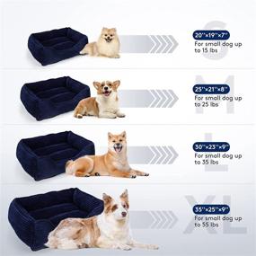 img 2 attached to Premium Washable Rectangle Dog Beds for Small, Medium, and Large Dogs - Orthopedic Puppy Bed with Non-Slip Bottom - Breathable Soft Navy Blue Calming Pet Cuddler Bed for Indoor Use