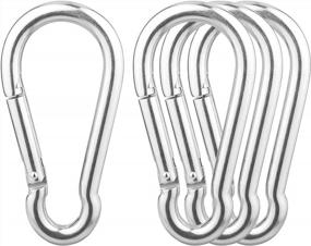 img 4 attached to 4 Pack Heavy Duty Stainless Steel Carabiner Clips - BNYZWOT M12 1/2 Inch Large Spring Snap Hooks For Camping, Swing, Hammock & More