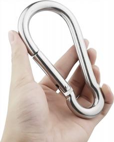 img 2 attached to 4 Pack Heavy Duty Stainless Steel Carabiner Clips - BNYZWOT M12 1/2 Inch Large Spring Snap Hooks For Camping, Swing, Hammock & More