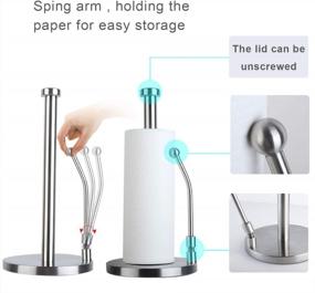 img 3 attached to IHarbort Stainless Steel Paper Towel Holder Stand, Countertop Paper Towel Holder Rack/ Dispenser With An Adjustable Spring Arm To Fix Paper Roll For Kitchen Bedroom