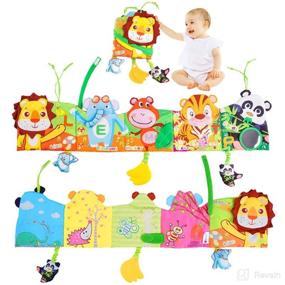 img 4 attached to 📚 Sensory Touch Feel Cloth Crinkle Book for Baby, High Contrast Soft Developmental Toy with Vibration, Squeaker, Teether, Tummy Time – Perfect for Crib, Car Seat, Travel – Ideal for Infant Newborn Boys and Girls