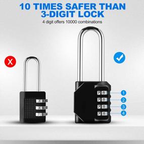 img 1 attached to Set Of 10 XL 4-Digit Combination Padlocks For Gym Lockers, Fences, Toolboxes, Cabinets, And More - Black