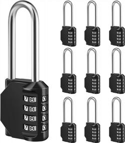 img 4 attached to Set Of 10 XL 4-Digit Combination Padlocks For Gym Lockers, Fences, Toolboxes, Cabinets, And More - Black