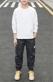 img 2 attached to SANGTREE Cargo Elastic Jogger Pockets Boys' Clothing : Pants