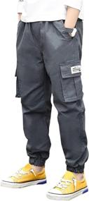 img 3 attached to SANGTREE Cargo Elastic Jogger Pockets Boys' Clothing : Pants