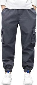 img 4 attached to SANGTREE Cargo Elastic Jogger Pockets Boys' Clothing : Pants