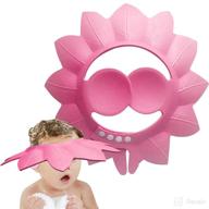 maple leaf baby safe shampoo shower bath cap - soft adjustable visor hat for toddler bathing protection - pink logo