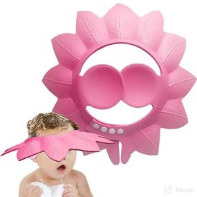 img 4 attached to Maple Leaf Baby Safe Shampoo Shower Bath Cap - Soft Adjustable Visor Hat for Toddler Bathing Protection - Pink