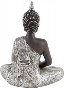 img 1 attached to 6" Black Polystone Buddha Sculpture With Engraved Carvings And Relief Detailing - Deco 79