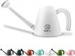 2.0l white whalelife watering can for indoor & outdoor plants - 1/2 gallon plastic, long spout with detachable shower spray head logo