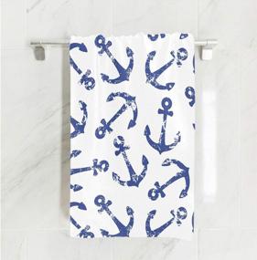 img 3 attached to Nautical Retro Anchor Bath Sheets For Home, Gym, Spa, Beach In Soft Navy Towels - 64X32 Inches