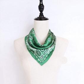 img 1 attached to Lusm Silk Feeling Square Scarf: Chic Hair Scarf for Women - 27.6 Inch Neckerchief Bandana with Satin Headscarf