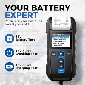 img 3 attached to 🚗 TOPDON BT300P Car Battery Tester 12V 24V 100-2000CCA Lead-Acid Battery with Built-in Printer & Spark Free Metal Clamps