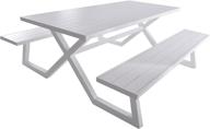 outdoor entertaining made easy with vivere's white aluminum banquet picnic table logo