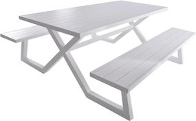 img 4 attached to Outdoor Entertaining Made Easy With Vivere'S White Aluminum Banquet Picnic Table