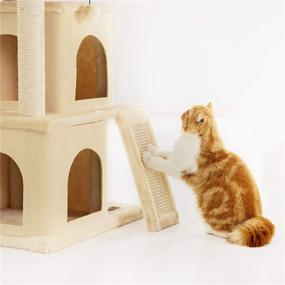 img 1 attached to 🐱 Large Multi-Level Cat Tree for Indoor Cats - Stable Kitty Furniture with Scratching Post, Platform, and Play House Condos - 34 inches Tall