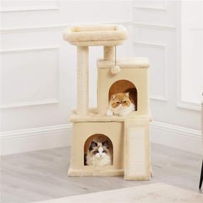 img 3 attached to 🐱 Large Multi-Level Cat Tree for Indoor Cats - Stable Kitty Furniture with Scratching Post, Platform, and Play House Condos - 34 inches Tall