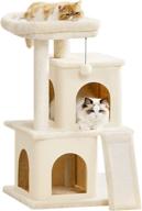 🐱 large multi-level cat tree for indoor cats - stable kitty furniture with scratching post, platform, and play house condos - 34 inches tall logo