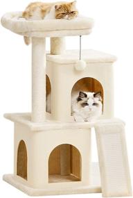 img 4 attached to 🐱 Large Multi-Level Cat Tree for Indoor Cats - Stable Kitty Furniture with Scratching Post, Platform, and Play House Condos - 34 inches Tall