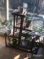 img 1 attached to Pine Wood Multi-Tiered Plant Stand For Indoor And Outdoor Use - Elegant Flower Shelf Rack For Gardens, Balconies, Patios, And Living Rooms (4 Tiers) review by Laura Lucero