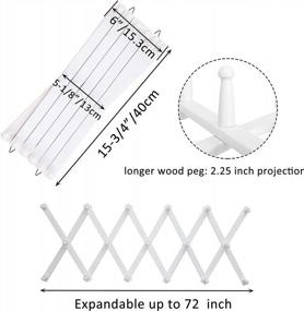 img 2 attached to Expandable Wooden Accordian Wall Hanger With 17 Peg Hooks For Coats, Hats And Caps - White Coat Rack And Hat Rack For Wall - Improved SEO