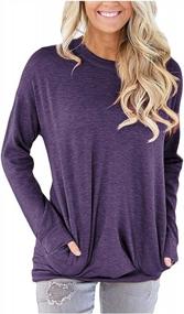 img 4 attached to Comfortable Casual Pocket Shirts For Women: Onlypuff Loose Fit Tunic Top With Long Sleeves - S-3XL