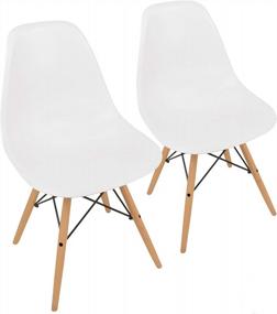img 4 attached to Set Of 2 Easy Assemble Modern Mid-Century Style White Dining Chairs With ErgoFlex Design And One Wipe Wonder Feature - Natural Finish, 5-Star Rated By UrbanMod