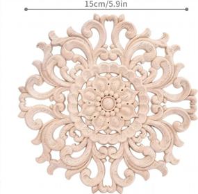 img 3 attached to 2Pcs Wood Carved Flower Decal Unpainted Onlay Applique Furniture Decor 15Cm Jiyaru #1