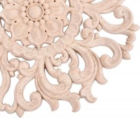 img 2 attached to 2Pcs Wood Carved Flower Decal Unpainted Onlay Applique Furniture Decor 15Cm Jiyaru #1