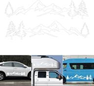 🏔️ pair of car side body stickers: mountain decals – tree forest design - diy vinyl graphic for camper rv trailer логотип