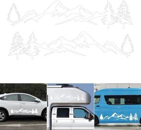 img 3 attached to 🏔️ Pair of Car Side Body Stickers: Mountain Decals – Tree Forest Design - DIY Vinyl Graphic for Camper RV Trailer