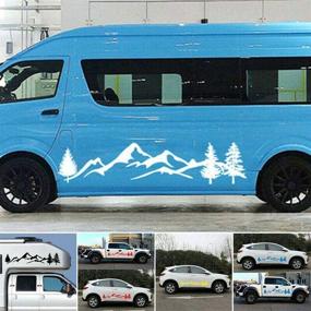 img 1 attached to 🏔️ Pair of Car Side Body Stickers: Mountain Decals – Tree Forest Design - DIY Vinyl Graphic for Camper RV Trailer