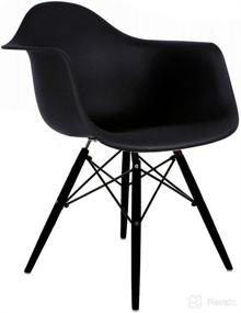 img 1 attached to 🪑 Stylish and Comfortable 2xhome Mid Century Modern Arm Chair with Black Wood Legs in Elegant Black