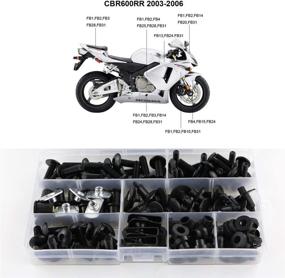 img 4 attached to 🔩 Premium Xitomer Fairing Bolts Kits for CBR600RR 2003-2005 | Matte Black Mounting Kits with Washers, Nuts, Fastenings, Clips, Grommets