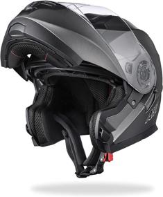 img 4 attached to AHR Motorcycle Dual Visor Modular Flip Up Full Face Helmet DOT Approved - AHR Helmet RUN-M3 For Adult Motorbike Street Bike Moped Racing (Dark Grey