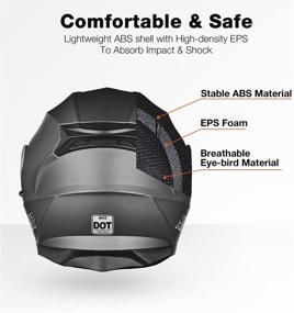 img 1 attached to AHR Motorcycle Dual Visor Modular Flip Up Full Face Helmet DOT Approved - AHR Helmet RUN-M3 For Adult Motorbike Street Bike Moped Racing (Dark Grey