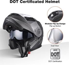 img 2 attached to AHR Motorcycle Dual Visor Modular Flip Up Full Face Helmet DOT Approved - AHR Helmet RUN-M3 For Adult Motorbike Street Bike Moped Racing (Dark Grey