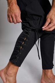 img 1 attached to Makkrom Mens Medieval Ankle Pants Viking Pirate Costume Lace Up Tapered Banded Renaissance Navigator Halloween Trousers