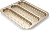 perfectly baked baguettes with our non-stick 3-slot perforated french bread baking tray - 15x12 inch pan! logo