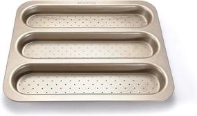 img 2 attached to Perfectly Baked Baguettes With Our Non-Stick 3-Slot Perforated French Bread Baking Tray - 15X12 Inch Pan!